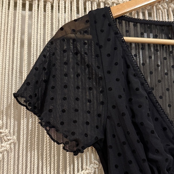 Motel Geni Mini Dress in Polka Black Flock - Picture 7 of 14